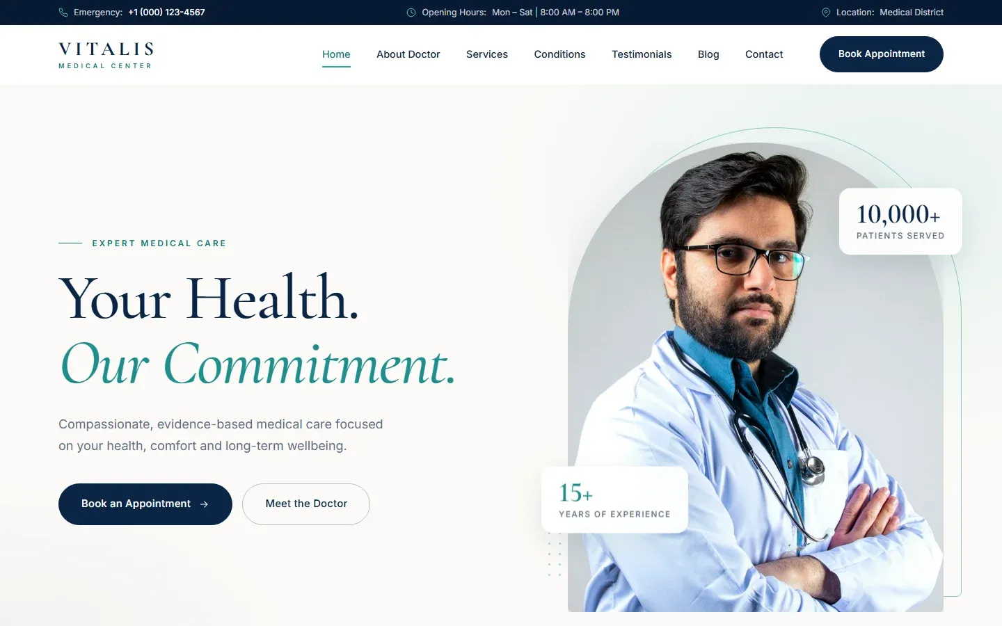 Preview of the Doctor Portfolio Website homepage